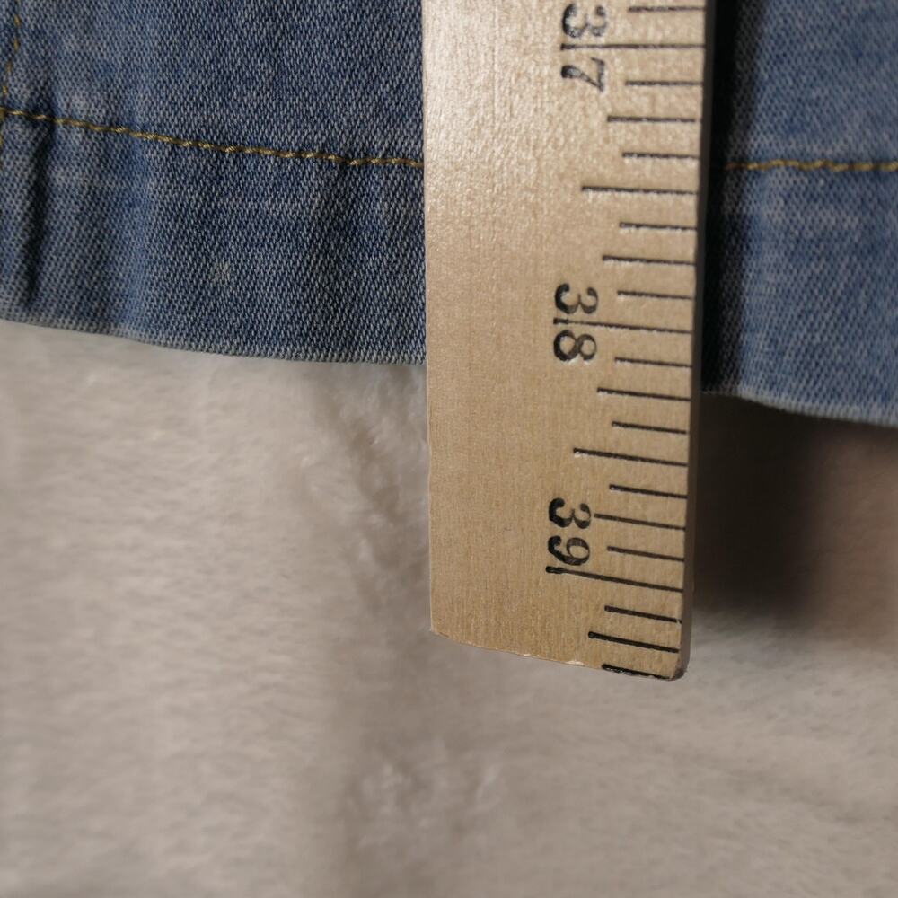 Vintage Jean Shout Skirt Womens M Blue Denim Lace Up Maxi Front Slit Boho Hippie - Picture 10 of 12